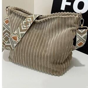 Corduroy Tote Bag With Guitar Strap Ash Mocha